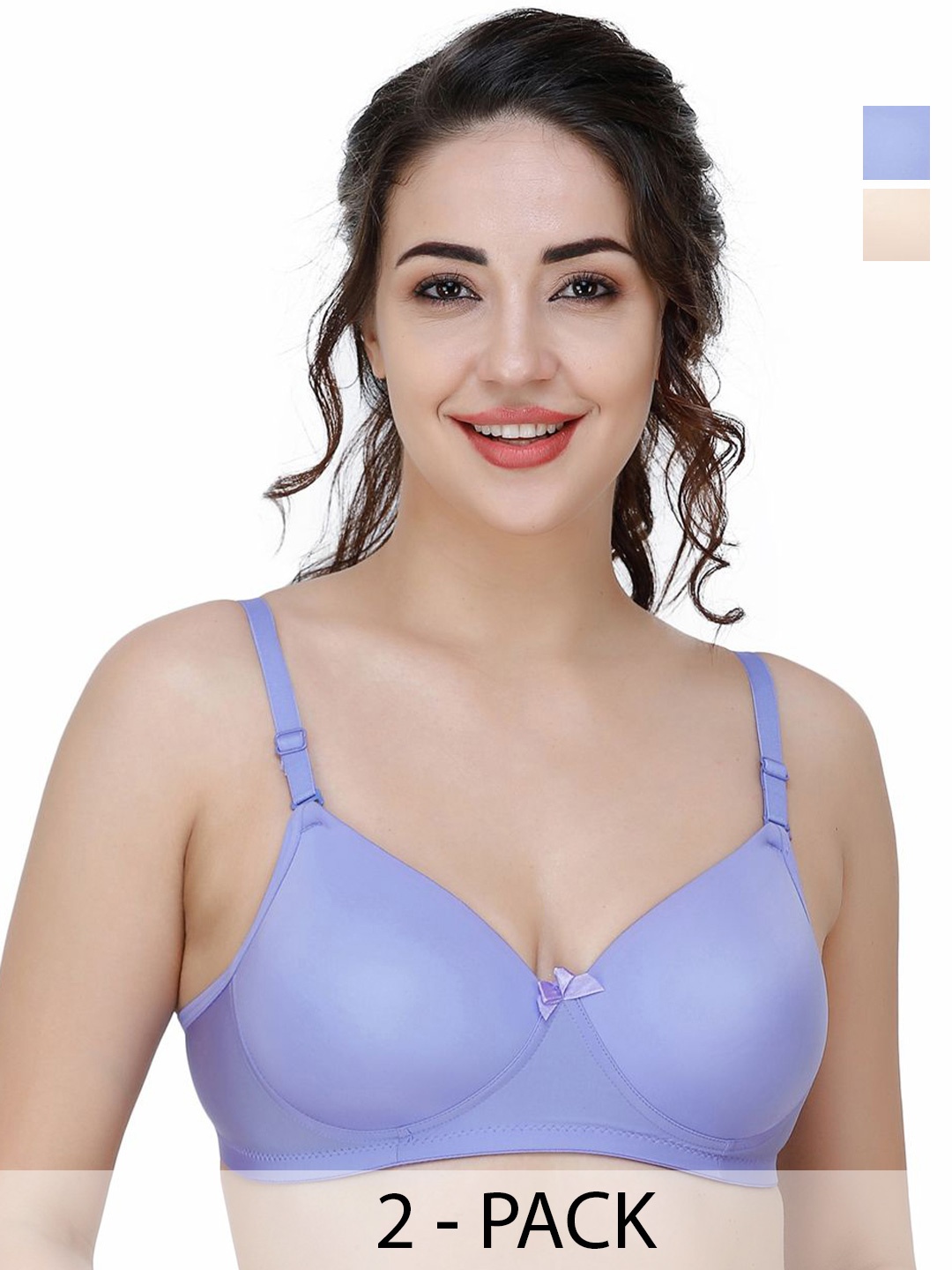 

College Girl Women Pack Of 2 Full Coverage Lightly Padded Bra, Beige