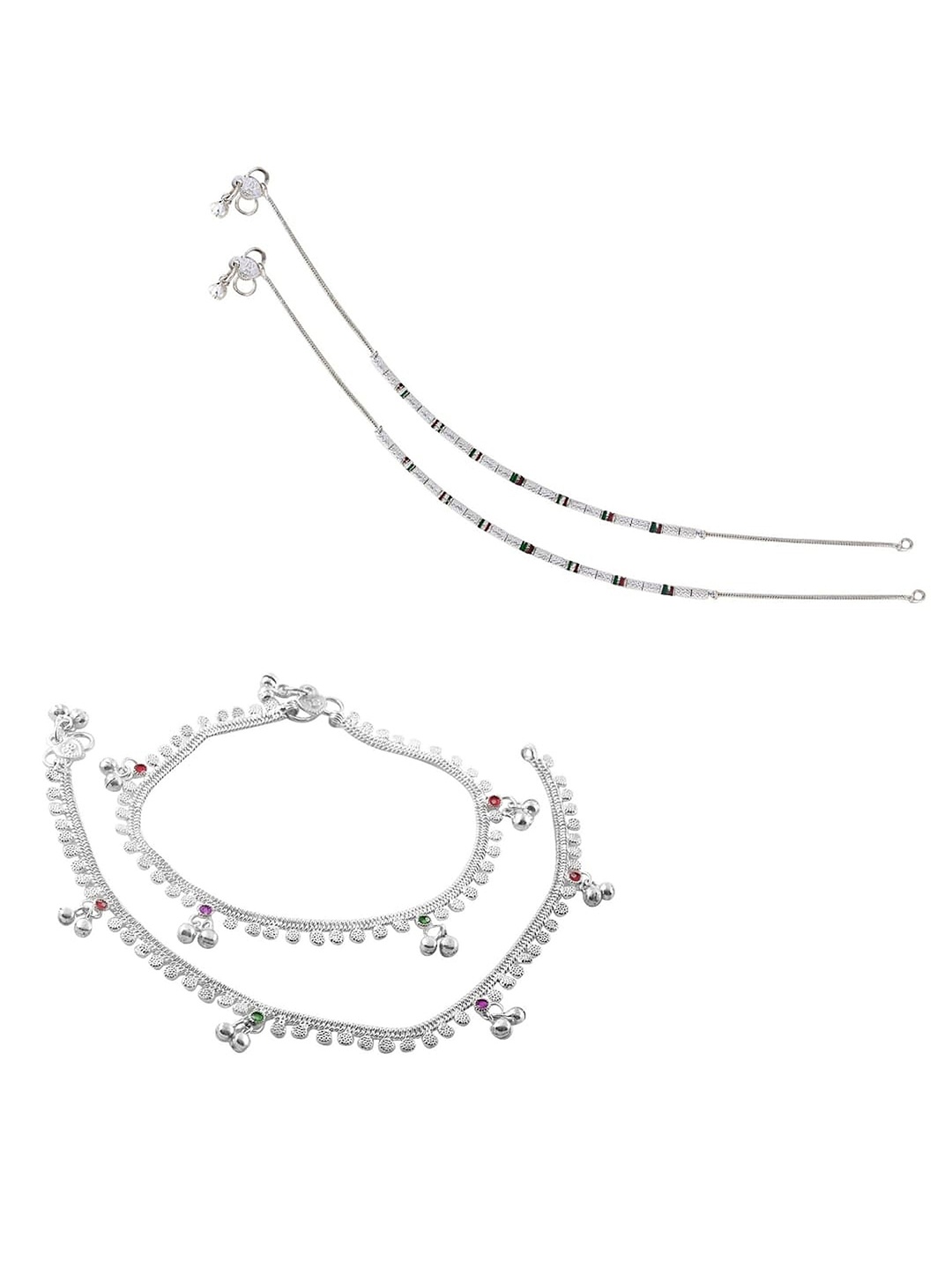 

Heer Collection Set Of 2 Silver-Plated Anklets