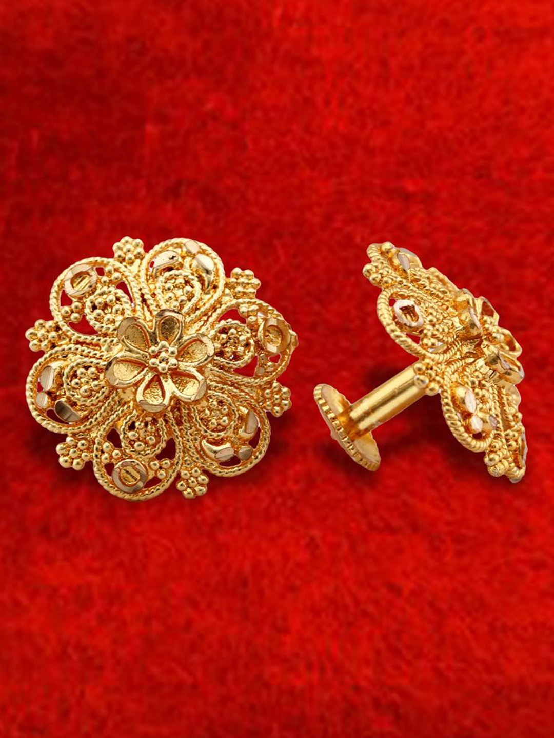 

DIVASTRI Set Of 2 Gold-Plated Circular Studs Earrings