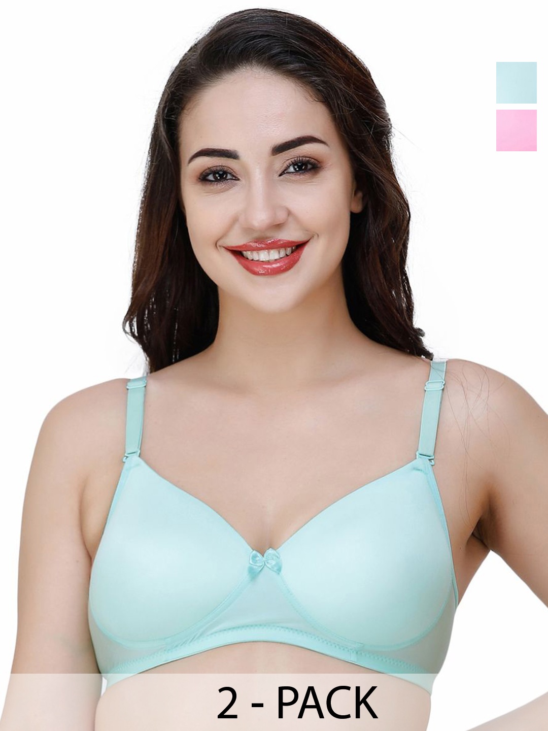

College Girl Pack of 2 Seamless Full Coverage Lightly Padded Bra, Green