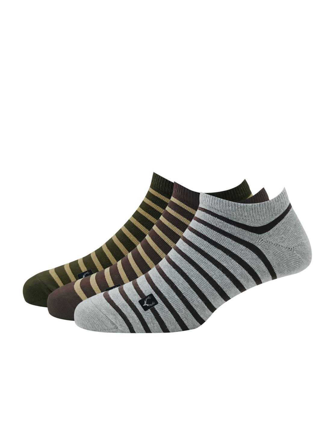

Allen Solly Men Pack Of 3 Striped Ankle-Length Socks, Olive
