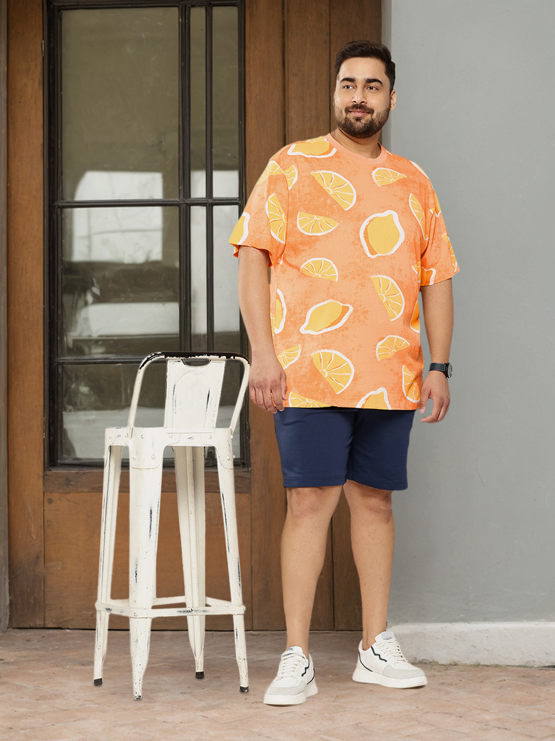 

Sztori Plus Size Printed Pure Cotton T-shirt, Orange