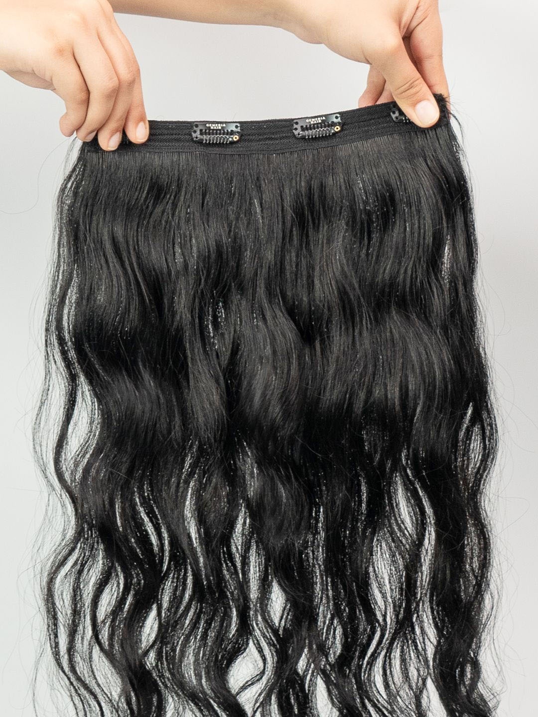 

GEMERIA HAIR Clip-In Wavy Locks Hair Extension - 12 Inch - Jet Black