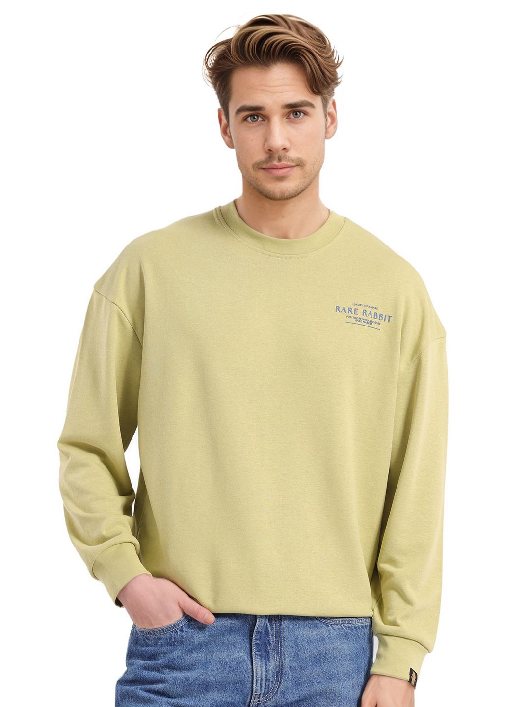 

RARE RABBIT Men Cotton Sweatshirt, Green