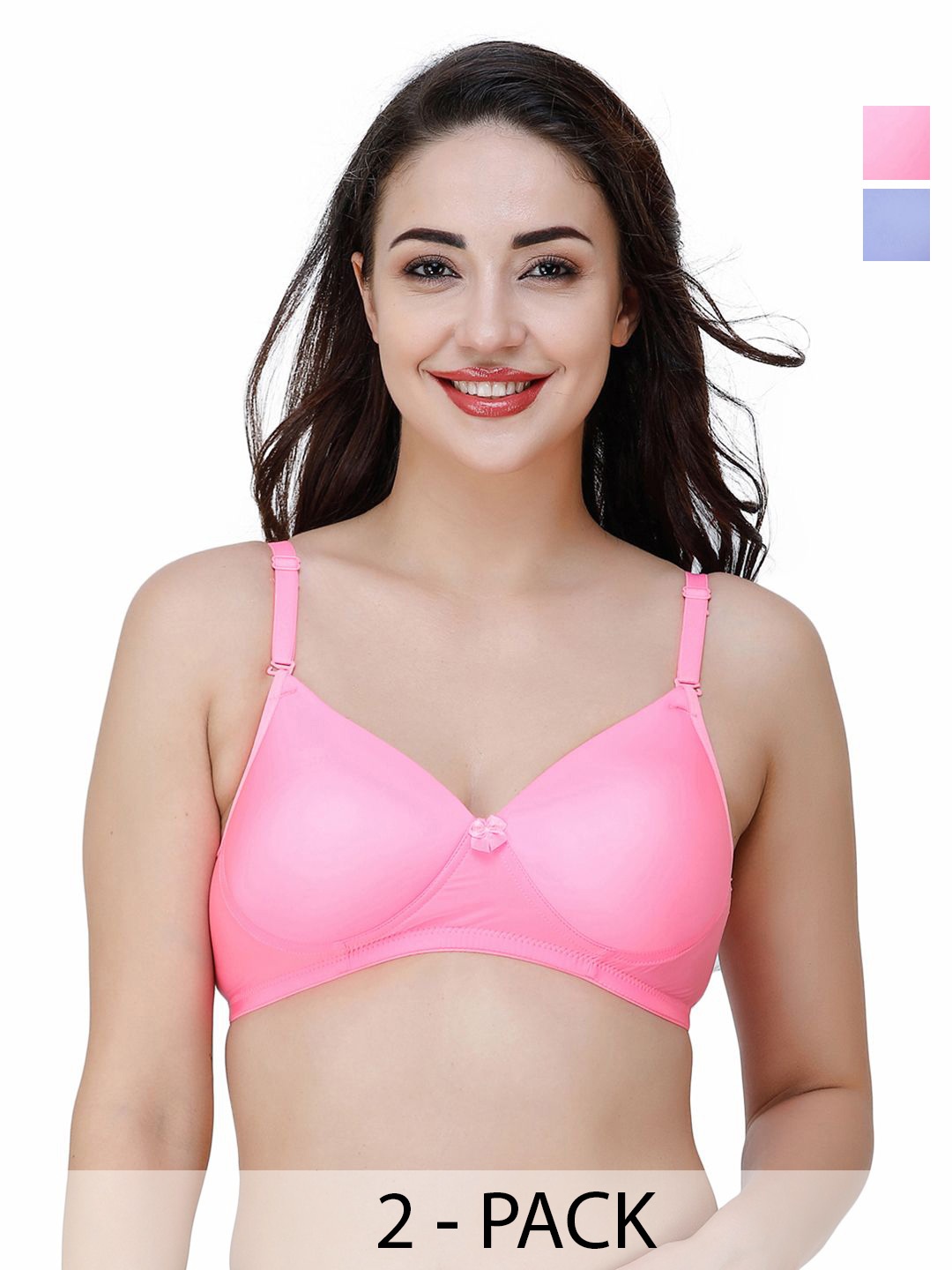 

College Girl Pack Of 2 Medium Coverage Lightly Padded T-shirt Bra, Blue