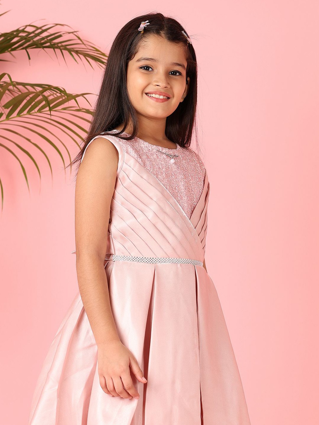 

V-Mart Girls Sleeveless Fit & Flare Dress, Peach