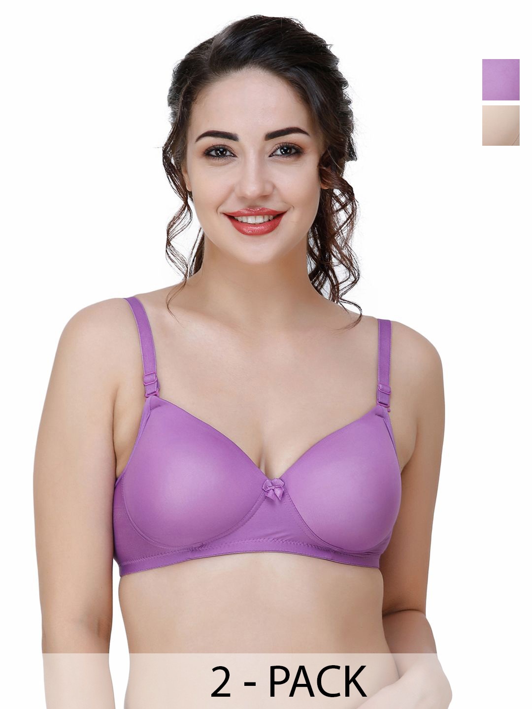 

College Girl Pack Of 2 Full Coverage Lightly Padded T-shirt Bra, Purple