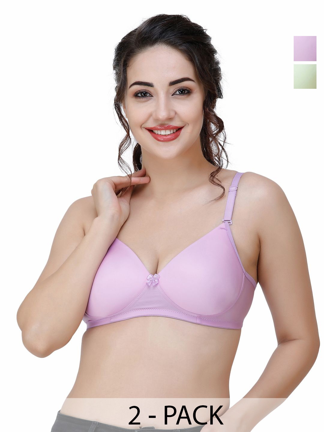 

College Girl Women Pack Of 2 Full Coverage Lightly Padded Bra, Green