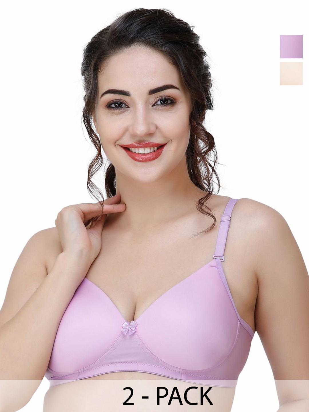 

College Girl Women Pack of 2 Full Coverage Lightly Padded Bra, Purple