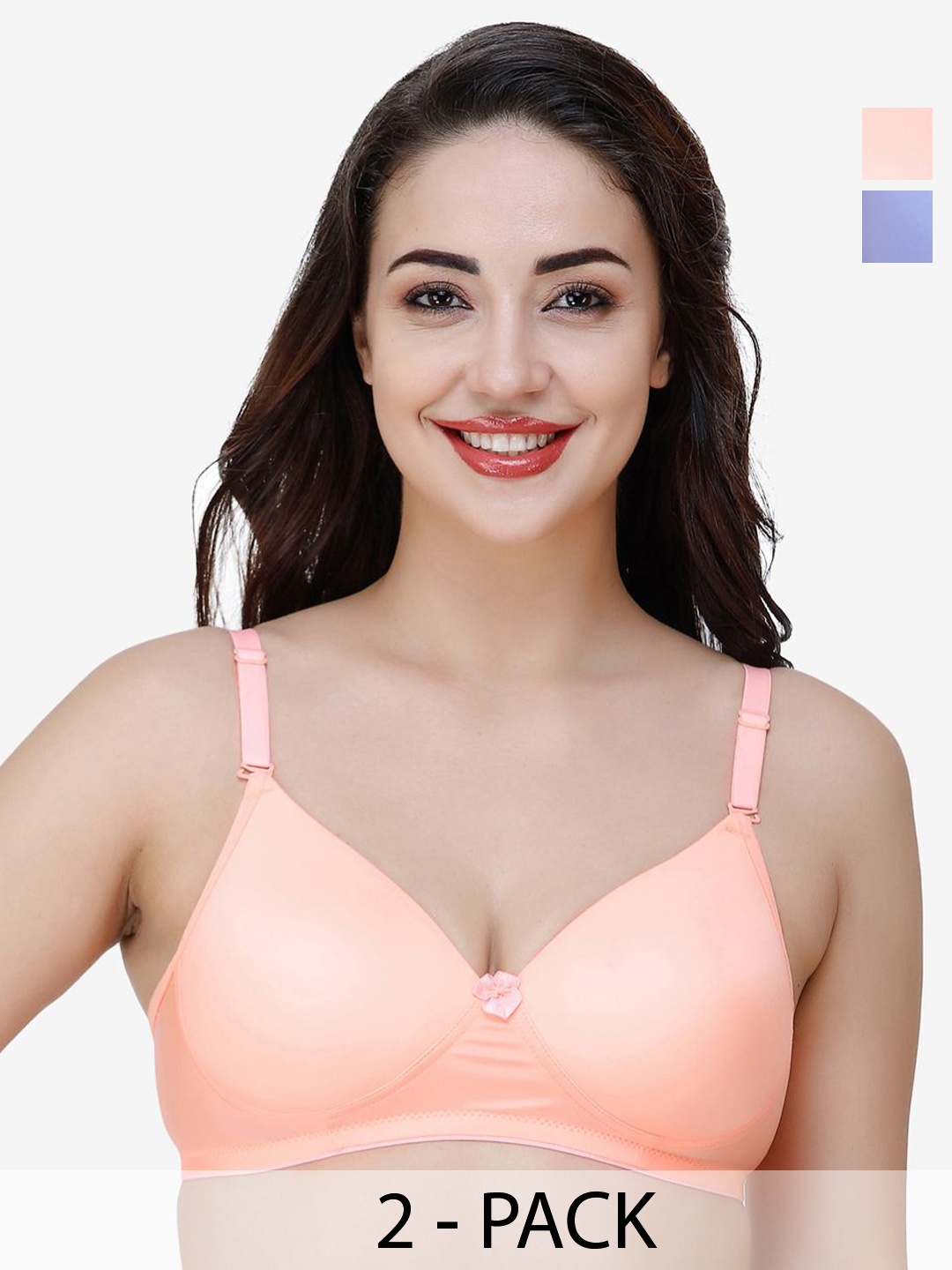 

College Girl Women Pack Of 2 Full Coverage Lightly Padded Bra, Orange