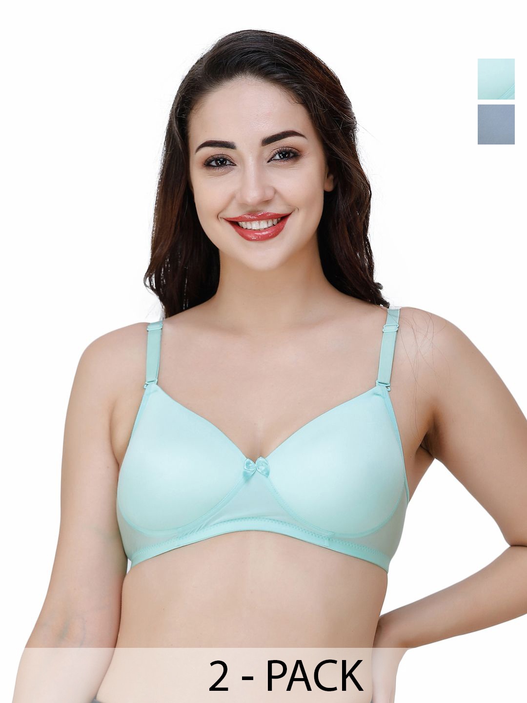 

College Girl Women T-shirt Pack of 2 Full Coverage Lightly Padded Bra, Grey