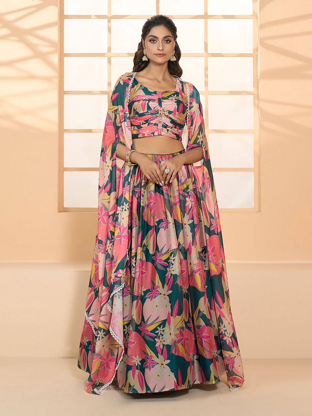 

Samyukta Singhania Printed Ready to Wear Lehenga & Blouse With Dupatta, Green
