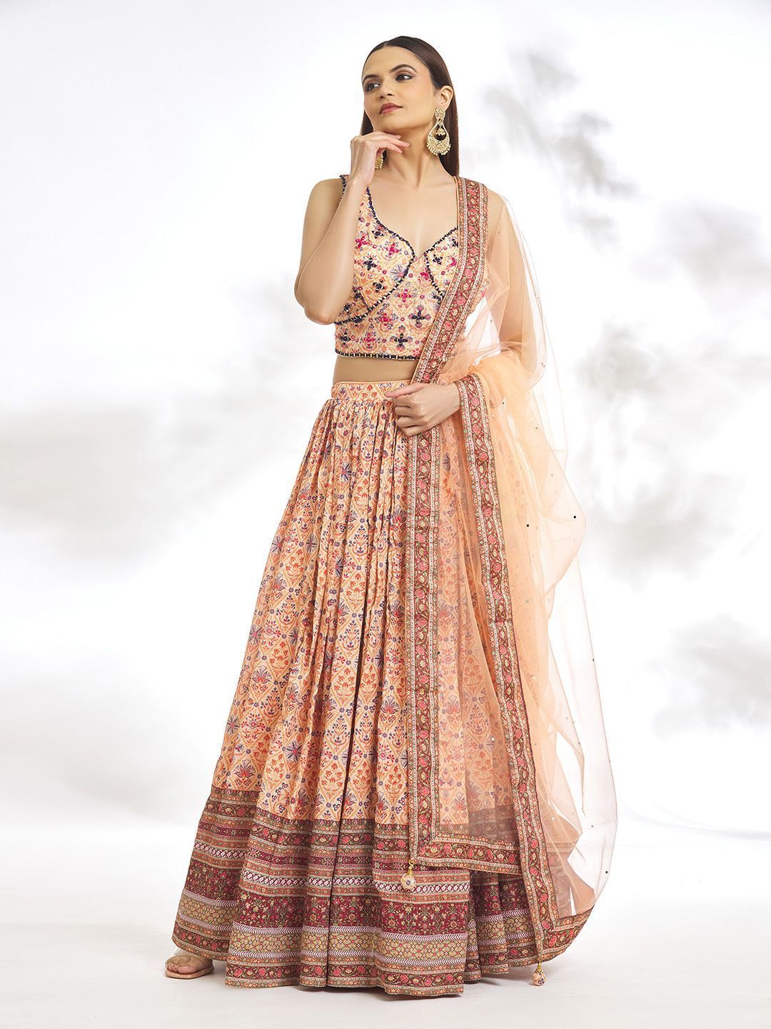 

Samyukta Singhania Embroidered Sequinned Ready to Wear Lehenga & Blouse With Dupatta, Cream