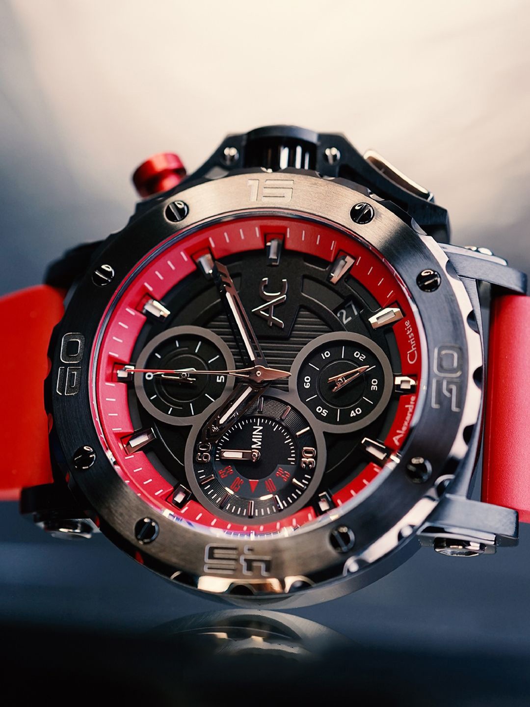 

Alexandre Christie Men Dial & Straps Analogue Watch 9205MCREPBARE, Red