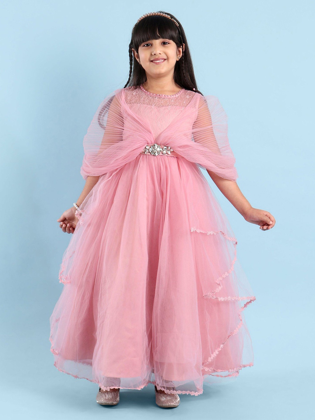 

Mark & Mia Girls Round Neck Gown Dress, Pink