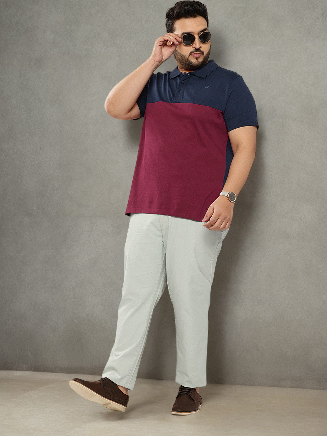 

Sztori Plus Size Polo Collar Pure Cotton T-shirt, Blue