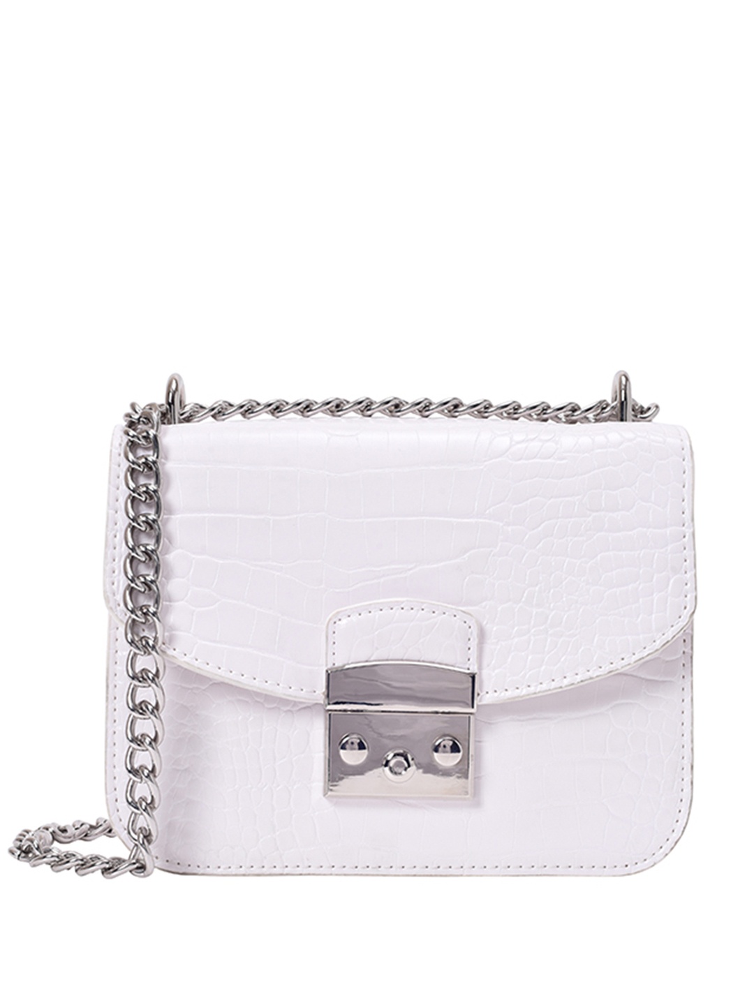 

Lino Perros Croc Textured Structured Shoulder Bag, White