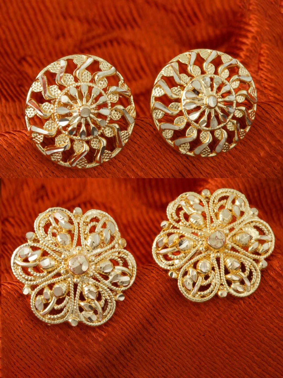 

DIVASTRI Set Of 2 Gold-Plated Circular Studs Earrings