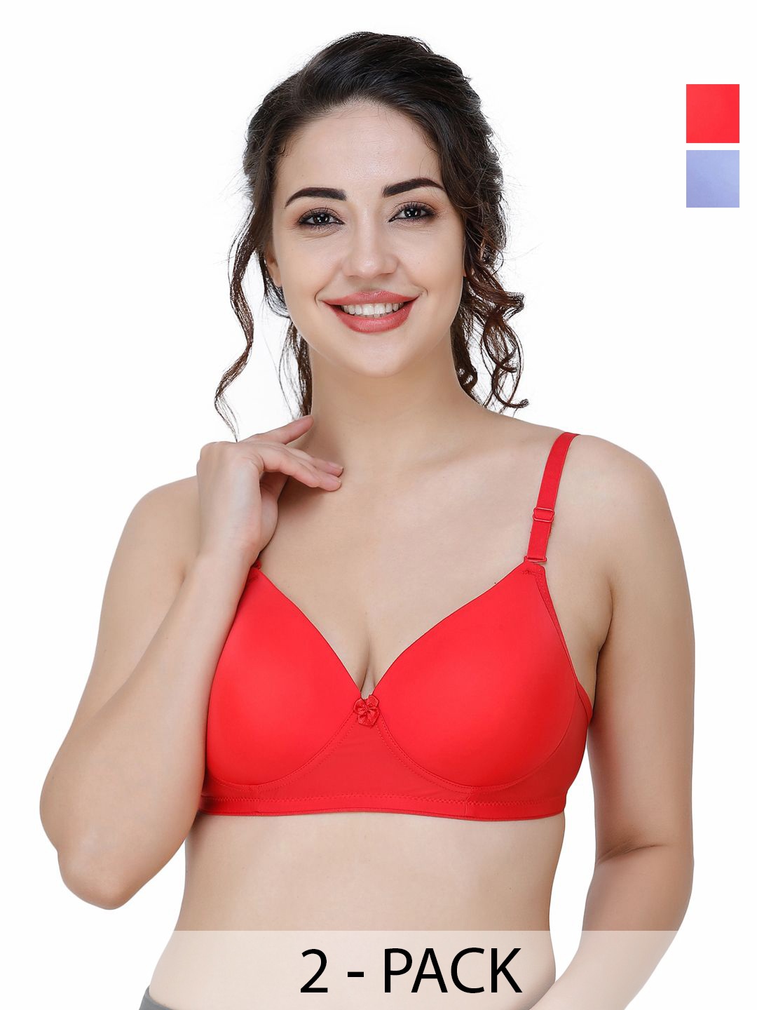 

College Girl Pack Of 2 Full Coverage Lightly Padded T-shirt Bra, Red