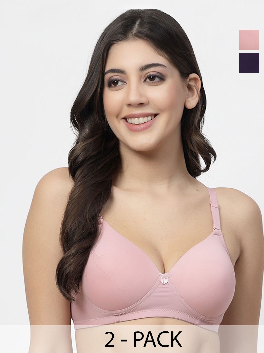 

College Girl Women Pack of 2 Full Coverage Lightly Padded Bra, Pink