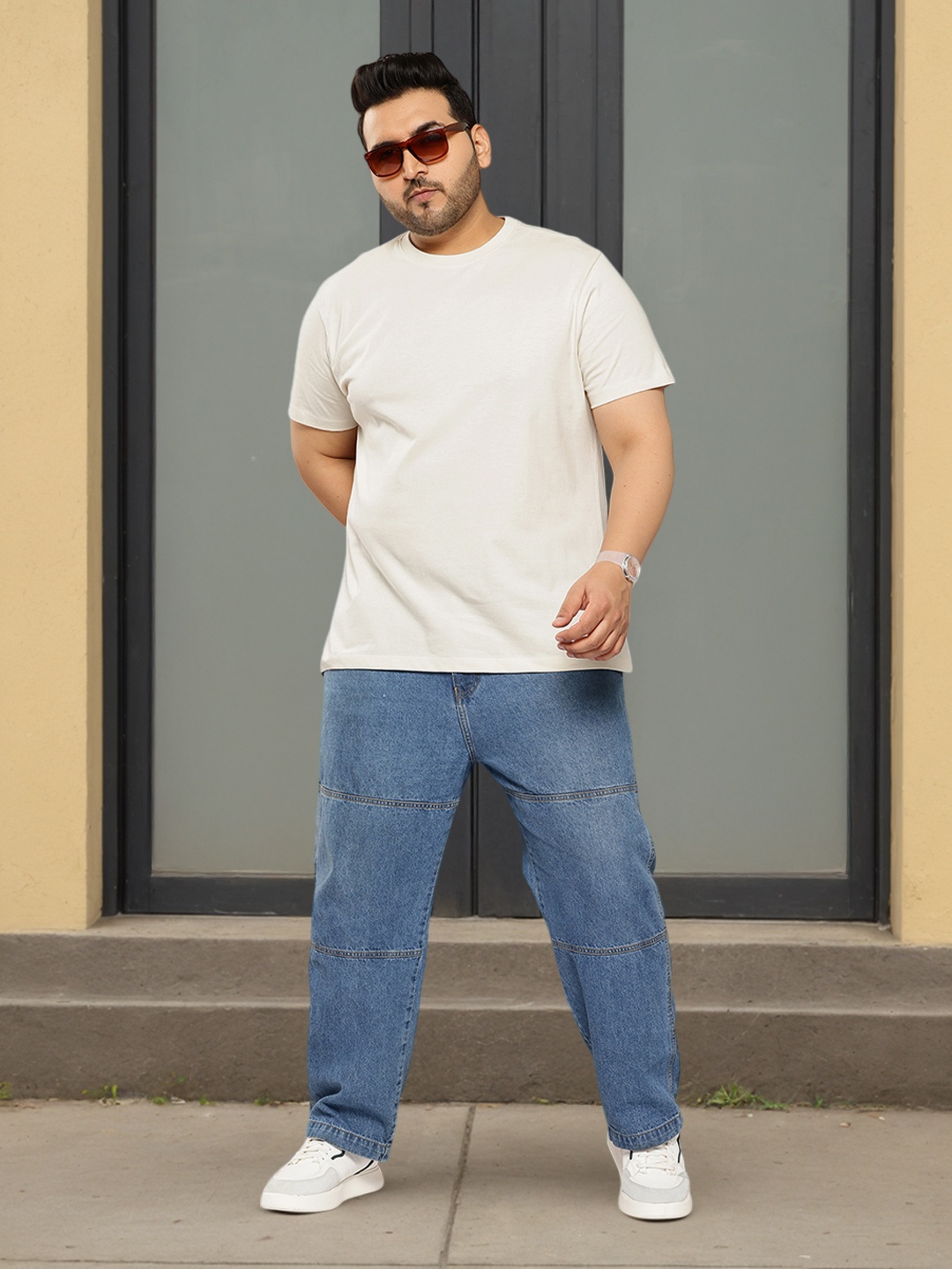 

Sztori Plus Size Printed Pure Cotton T-shirt, Off white