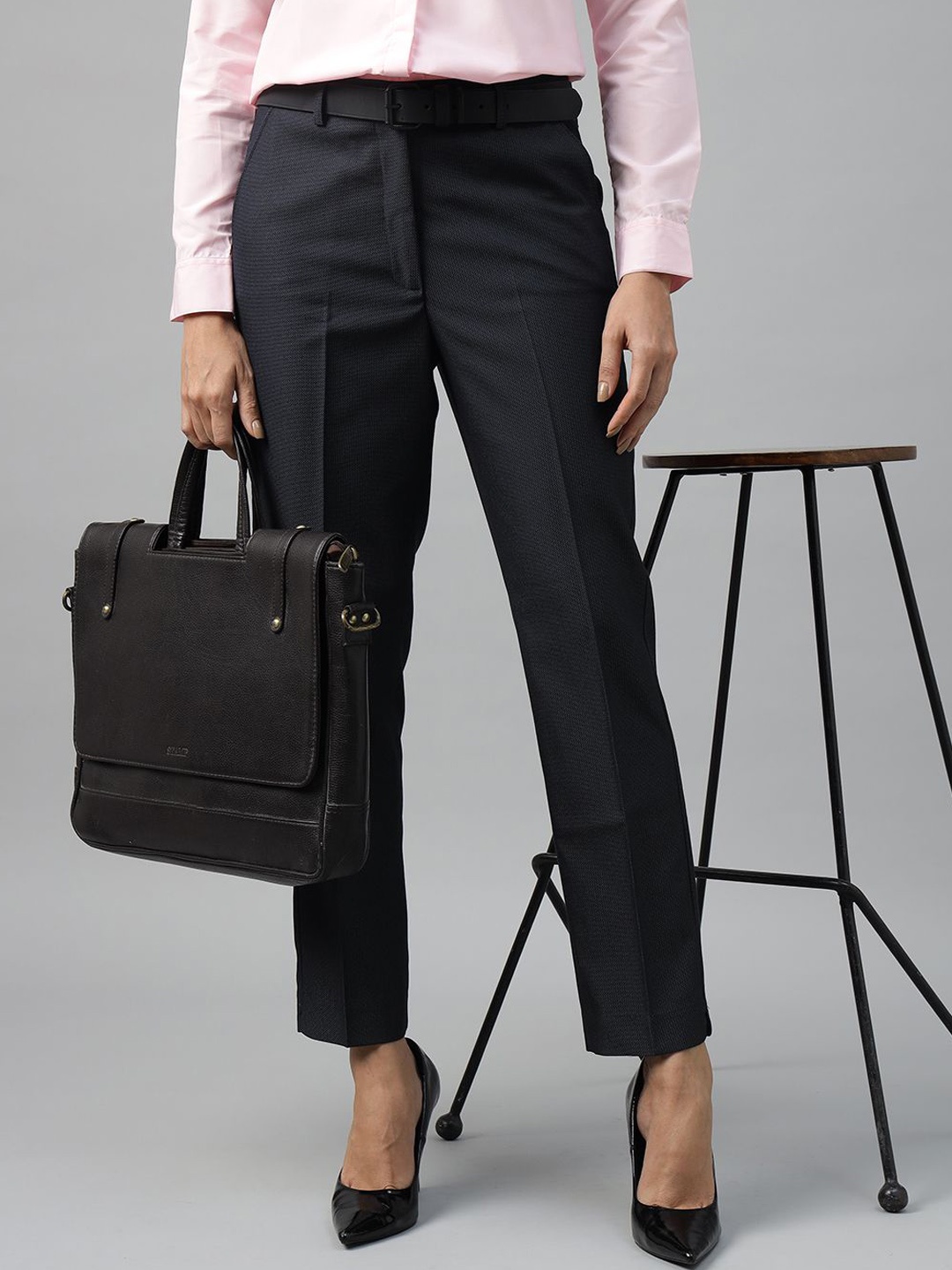 

Hancock Women Slim Fit Formal Trousers, Black