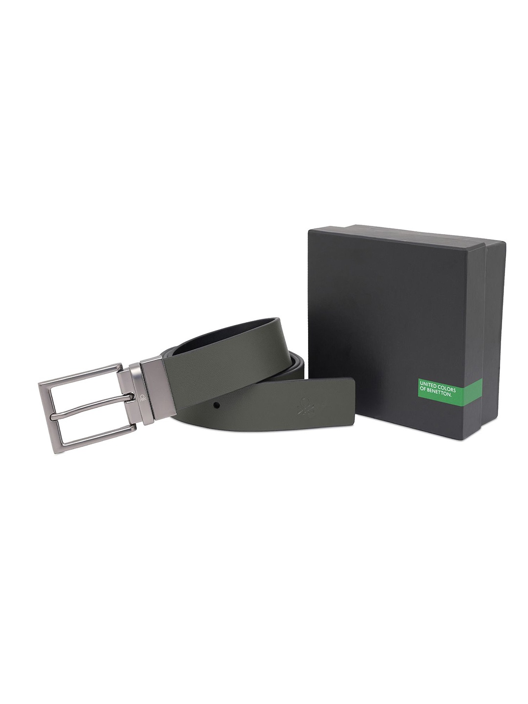 

United Colors of Benetton Men Leather Reversible Formal Belt, Olive