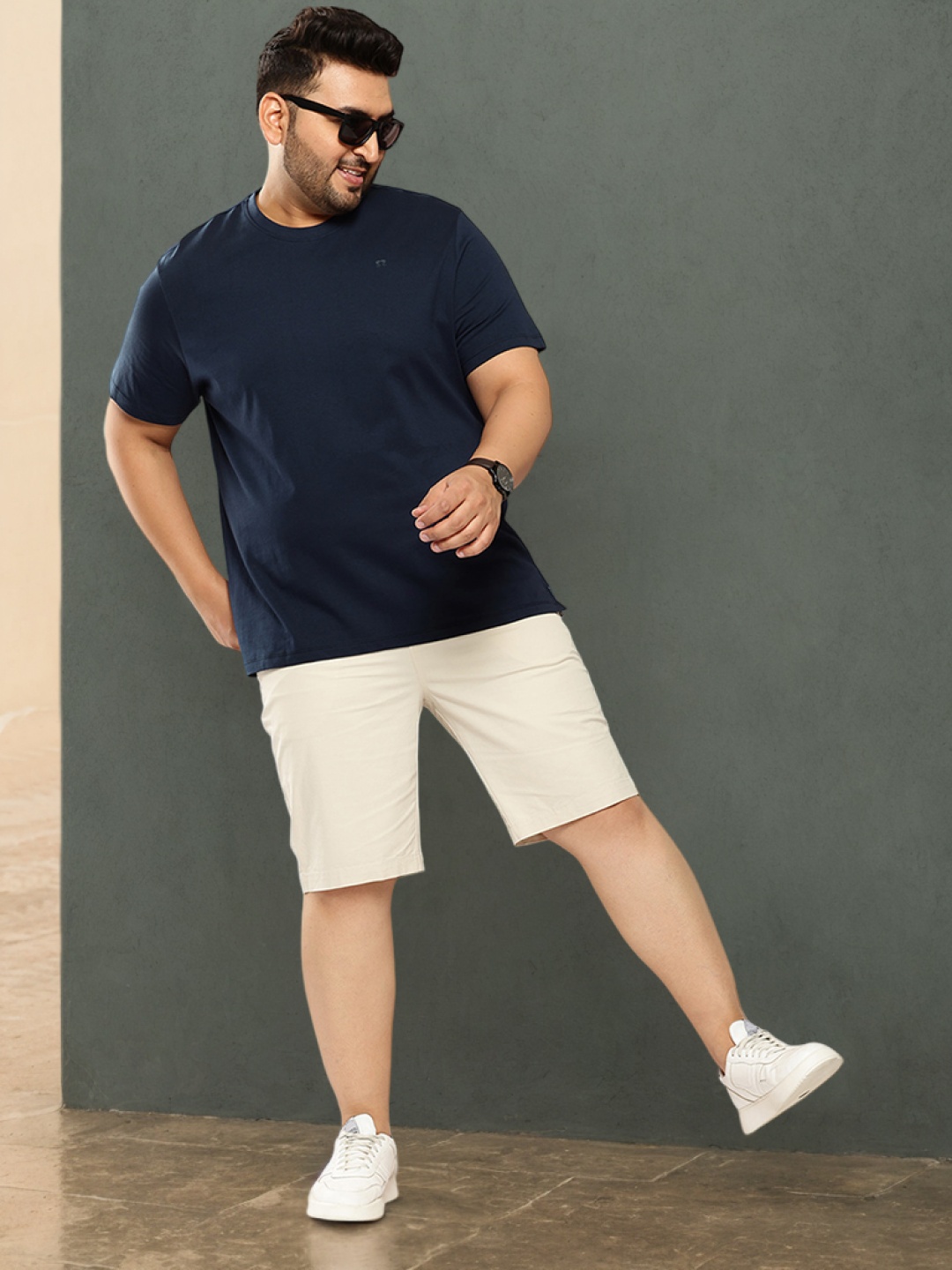 

Sztori Plus Size Pure Cotton T-shirt, Navy blue