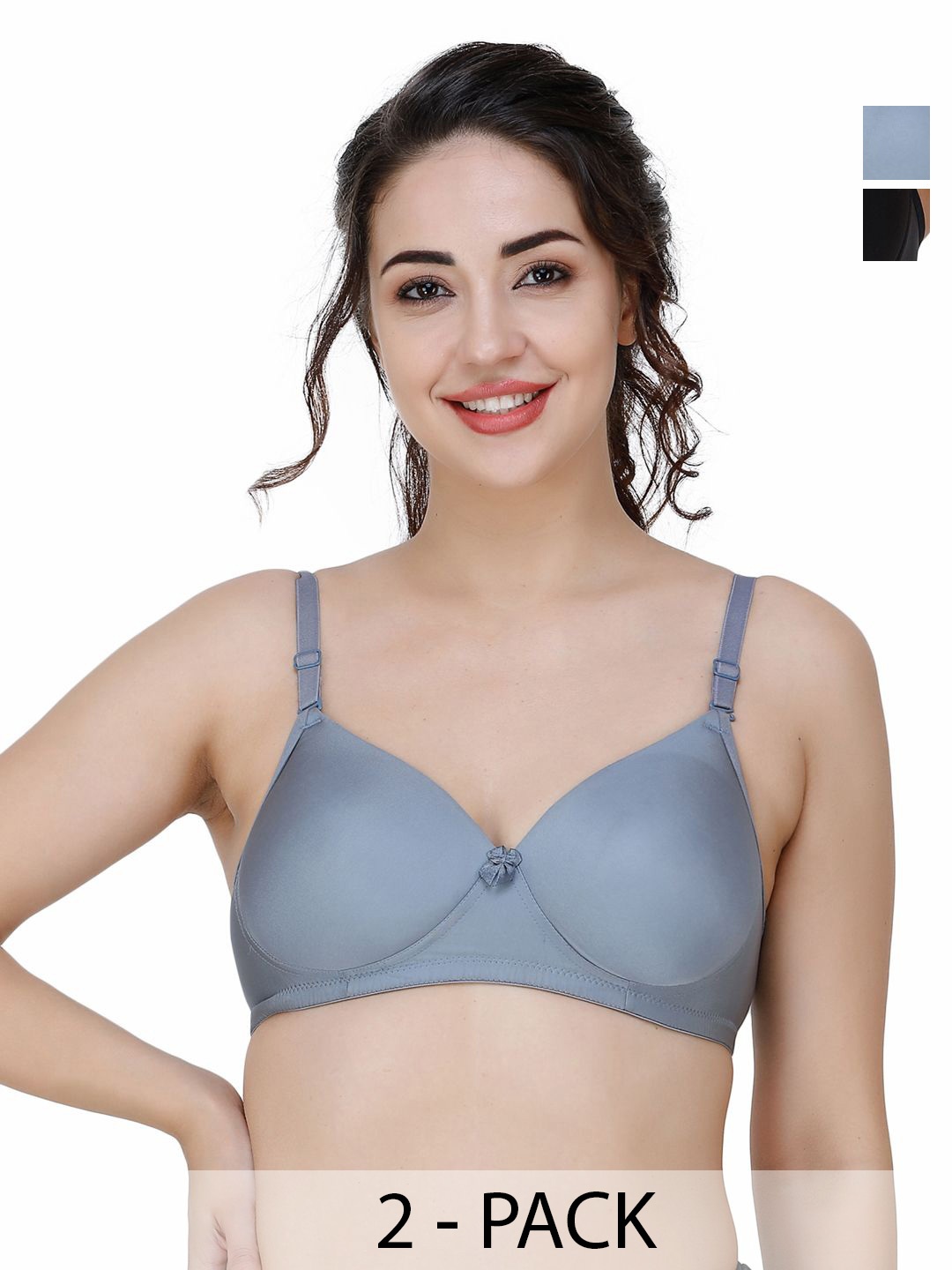 

College Girl Women Pack Of 2 Full Coverage Lightly Padded Bra, Grey