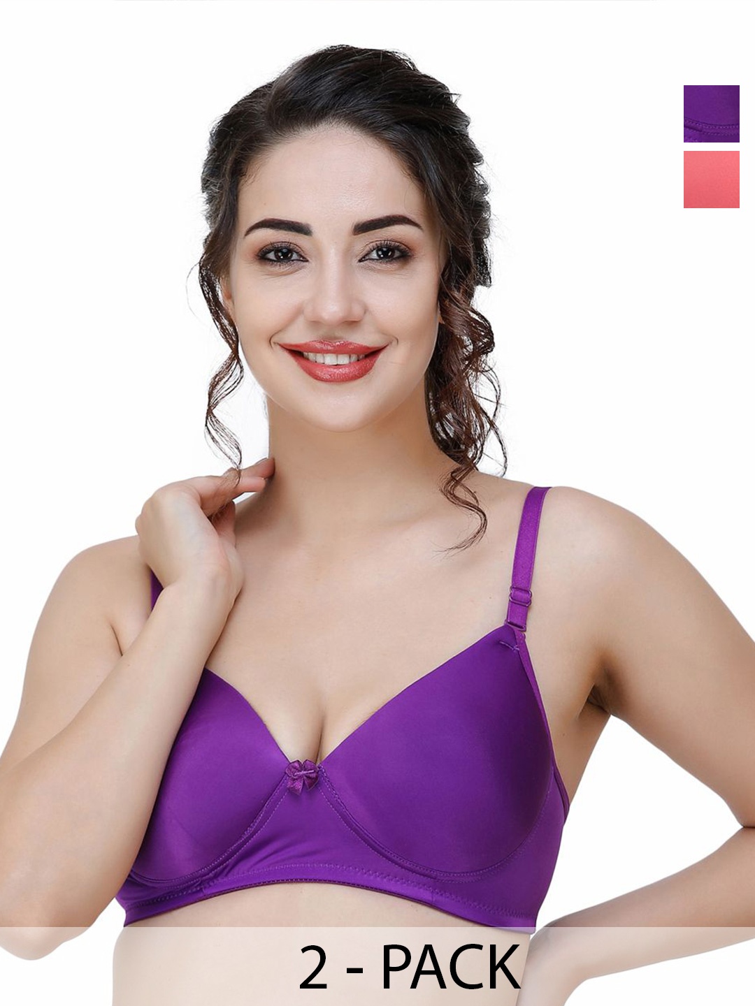 

College Girl Pack Of 2 Full Coverage Lightly Padded T-shirt Bra, Purple