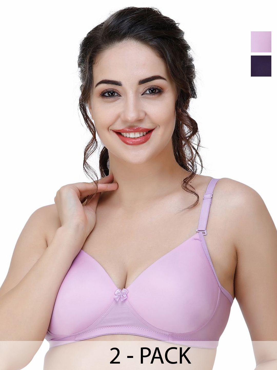 

College Girl Pack Of 2 Full Coverage Lightly Padded T-shirt Bra, Purple
