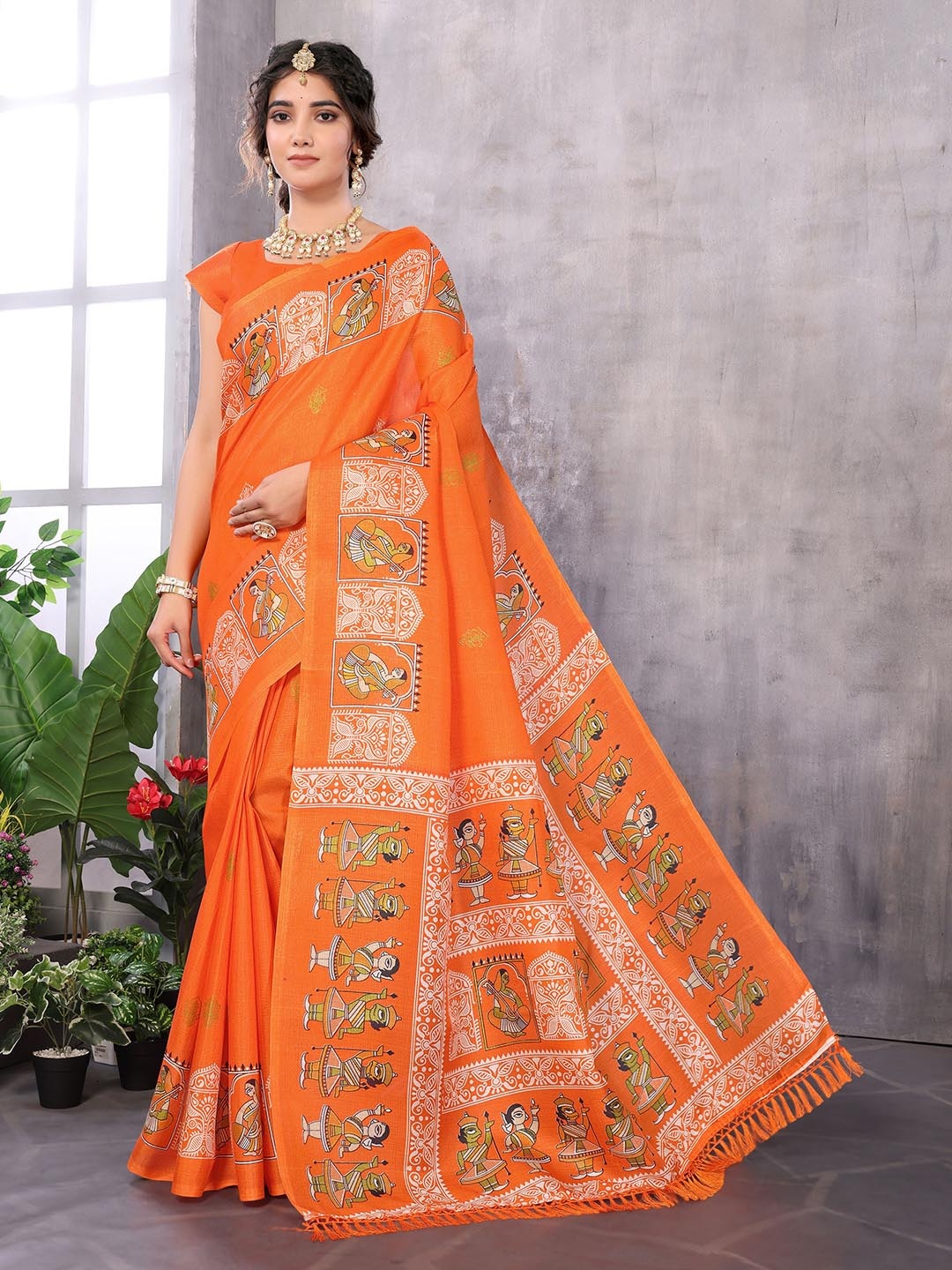 

KALINI Women Ethnic Motifs Printed Saree, Orange