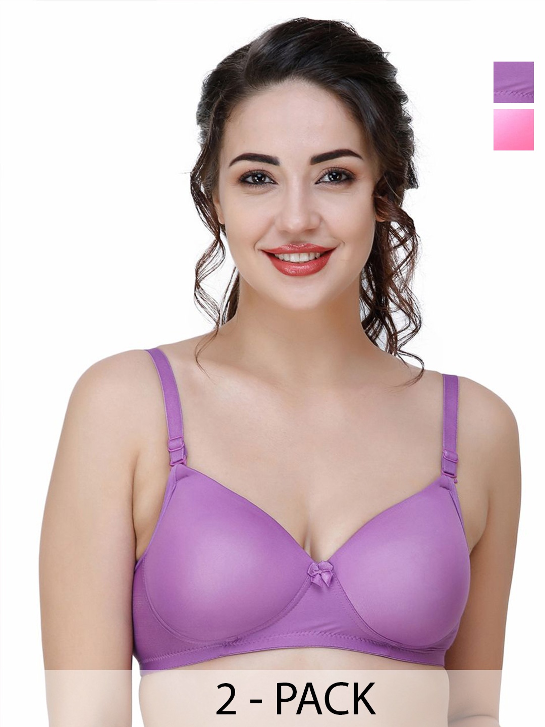 

College Girl Pack Of 2 Medium Coverage Lightly Padded T-shirt Bra, Pink
