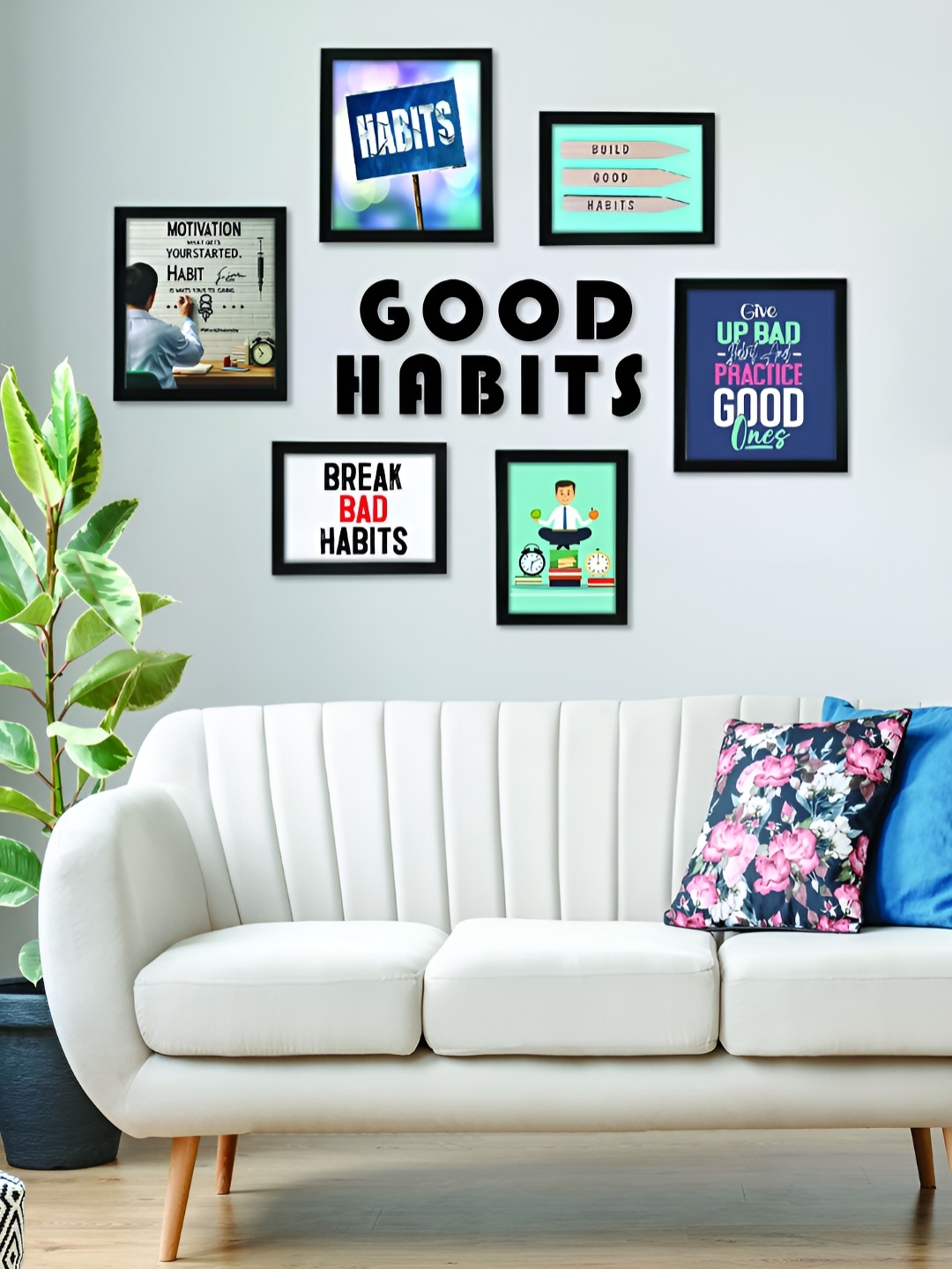 

Aura Black & White 6 Pieces MDF Wall Photo Frames