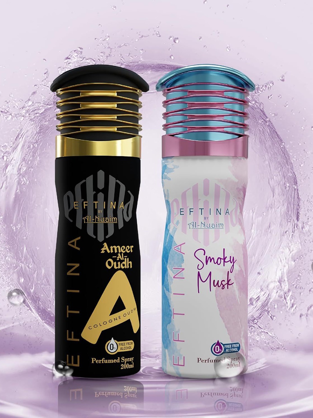 

Al-Nuaim Set Of 2 Smoky Musk & Ameer Al Oudh Deodorant Spray - 200 ml Each, Black