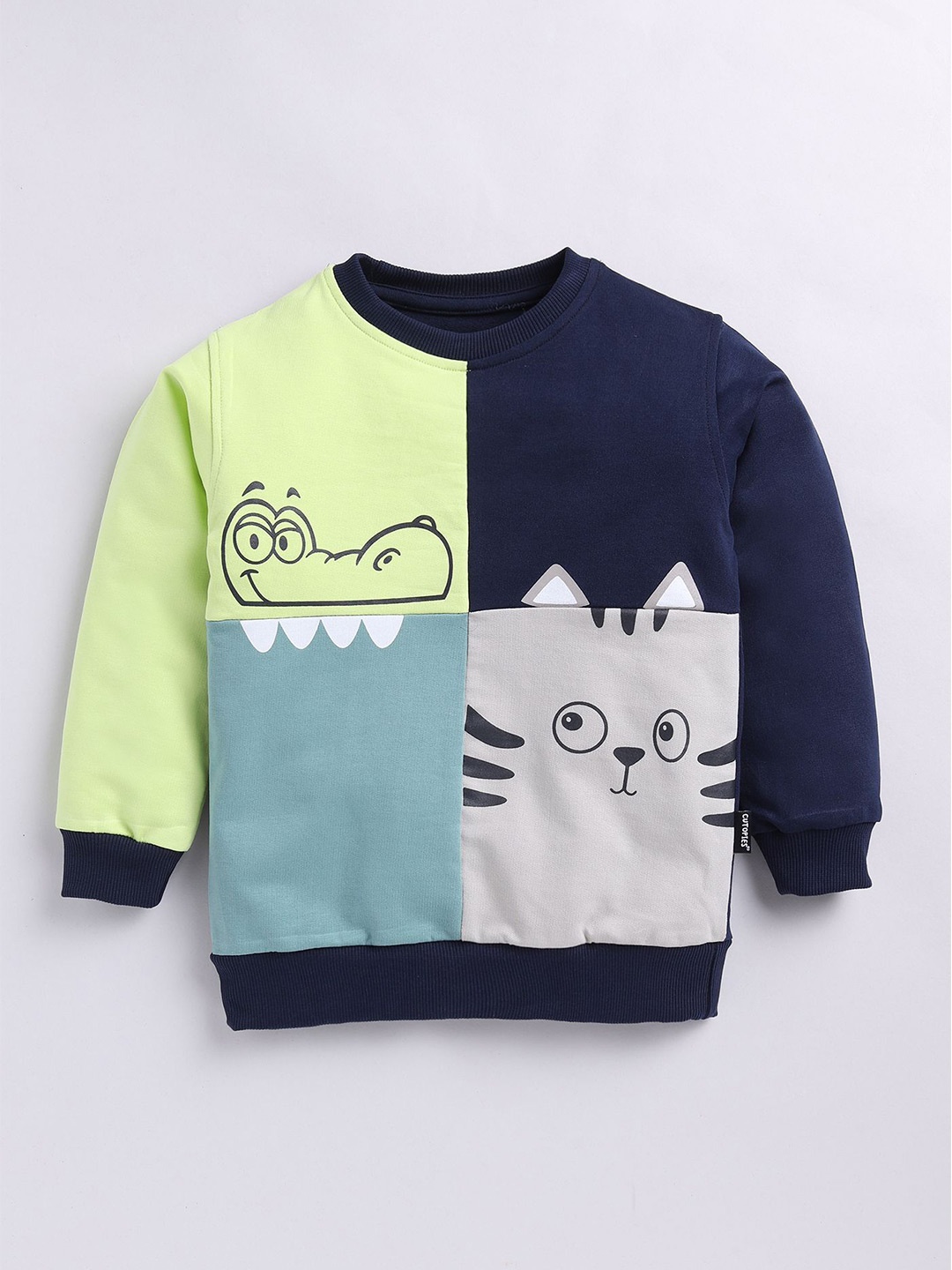 

Cutopies Boys Colourblocked Cotton Round Neck Pullover, Black
