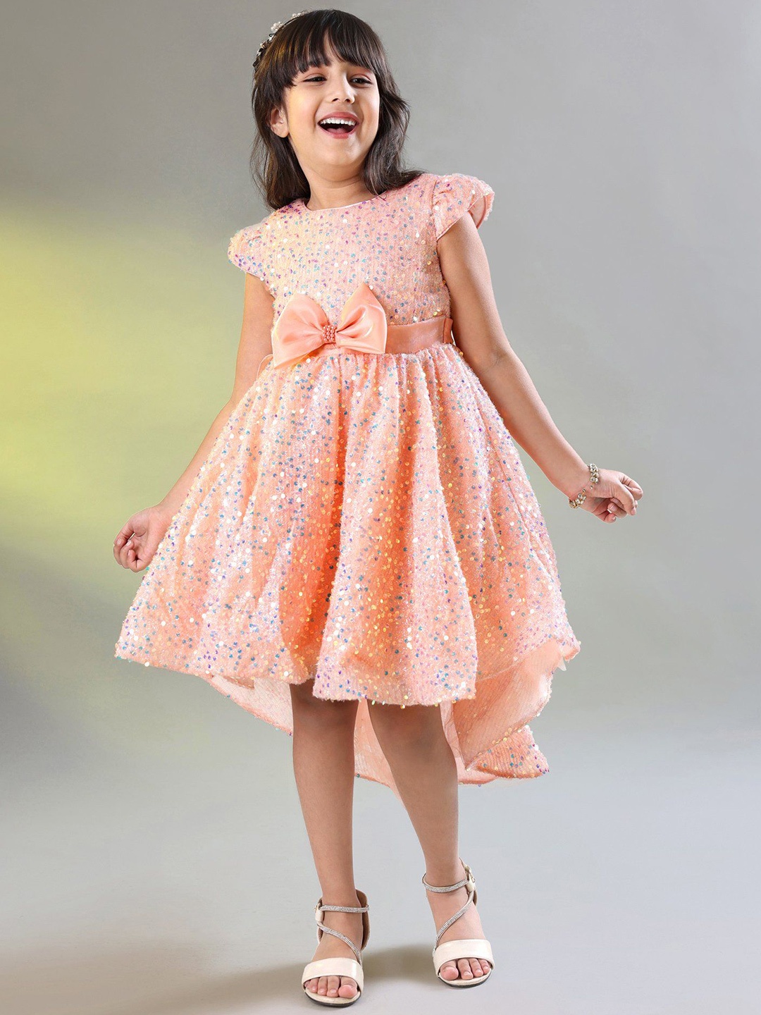 

Mark & Mia Girls Sequined Embellished Fit And Flare Dress, Peach