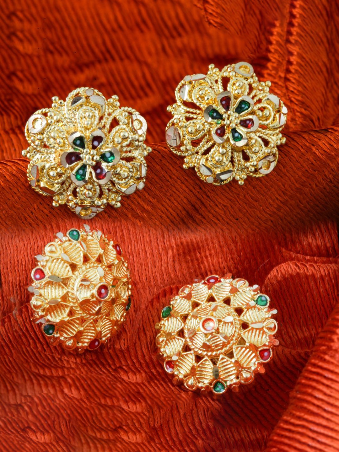 

DIVASTRI Set Of 2 Gold-Plated Circular Studs Earrings