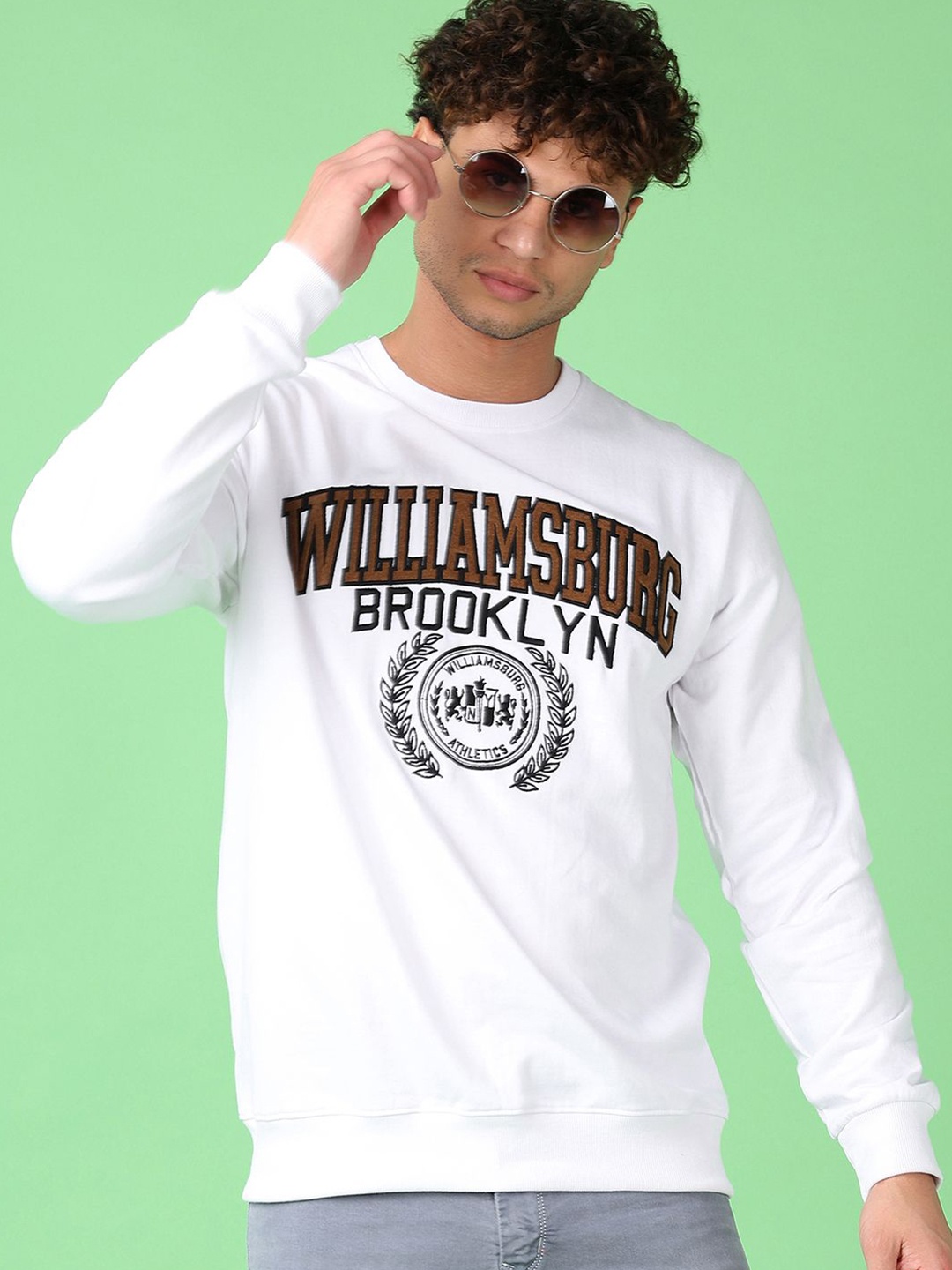 

V-Mart Men Printed Cotton Sweatshirt, White
