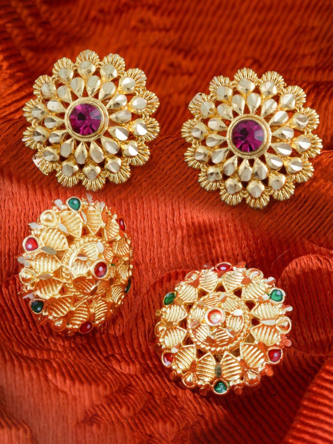 

DIVASTRI Set Of 2 Gold-Plated Circular Studs Earrings