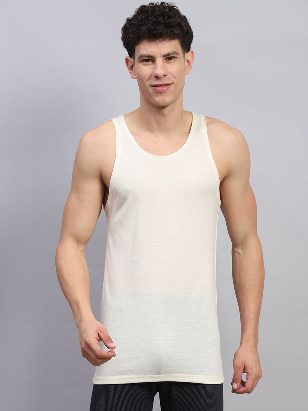 

Monte Carlo Men Round Neck Thermal Tops, Cream