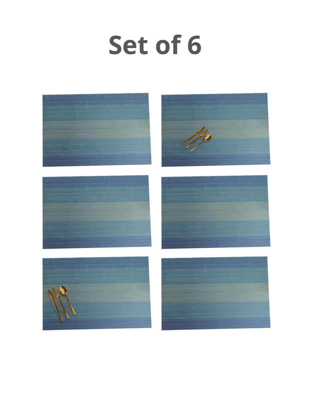 

MARKET99 Blue 6 Pieces Textured Rectangle Table Placemats