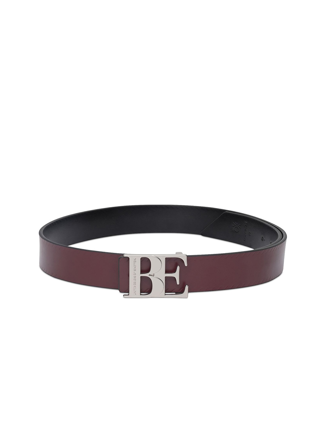 

United Colors of Benetton Men Leather Reversible Pull and Twist Formal Belt, Maroon