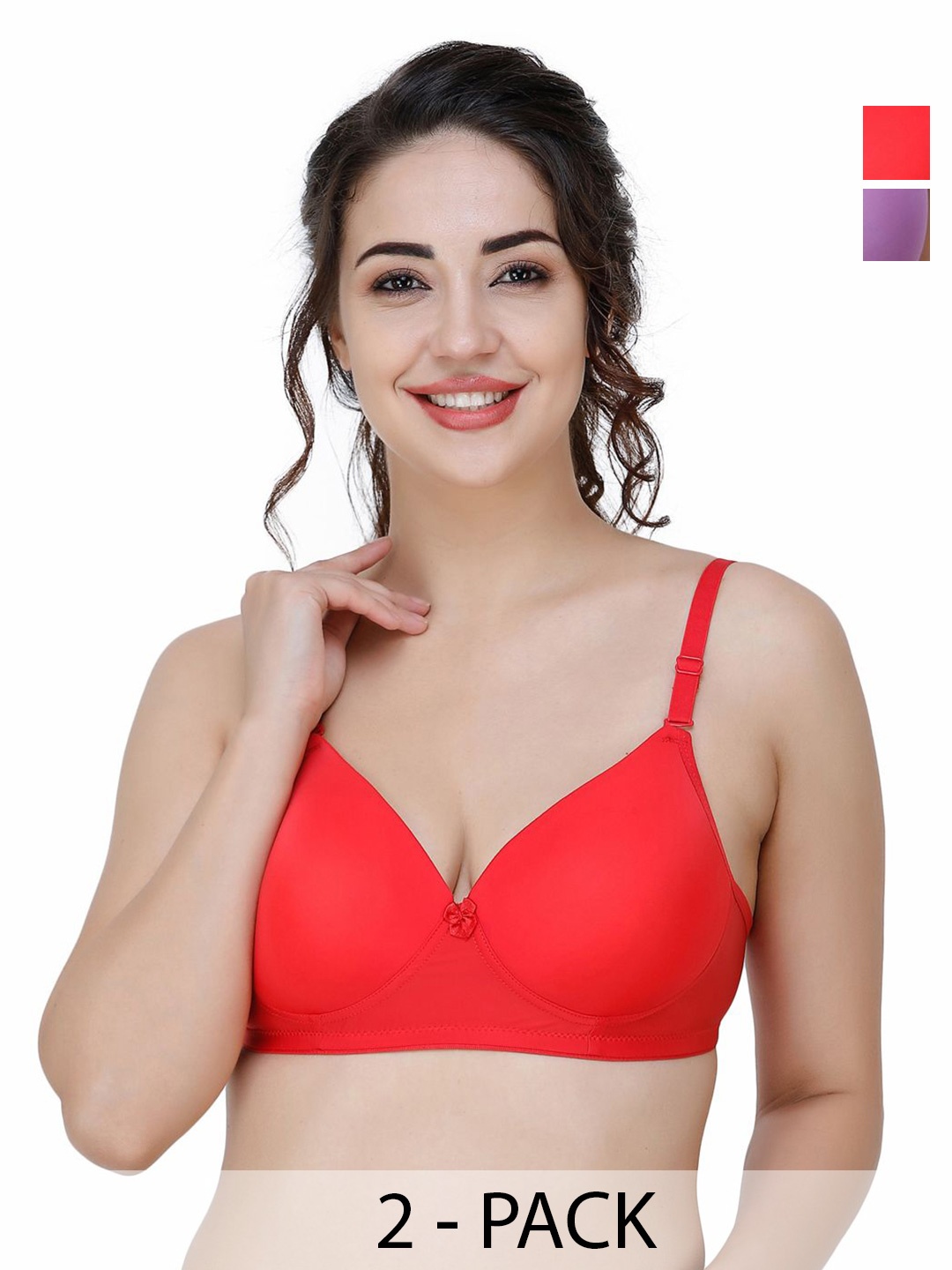 

College Women Pack Of 2 Full Coverage Lightly Padded T-shirt Bra, Purple