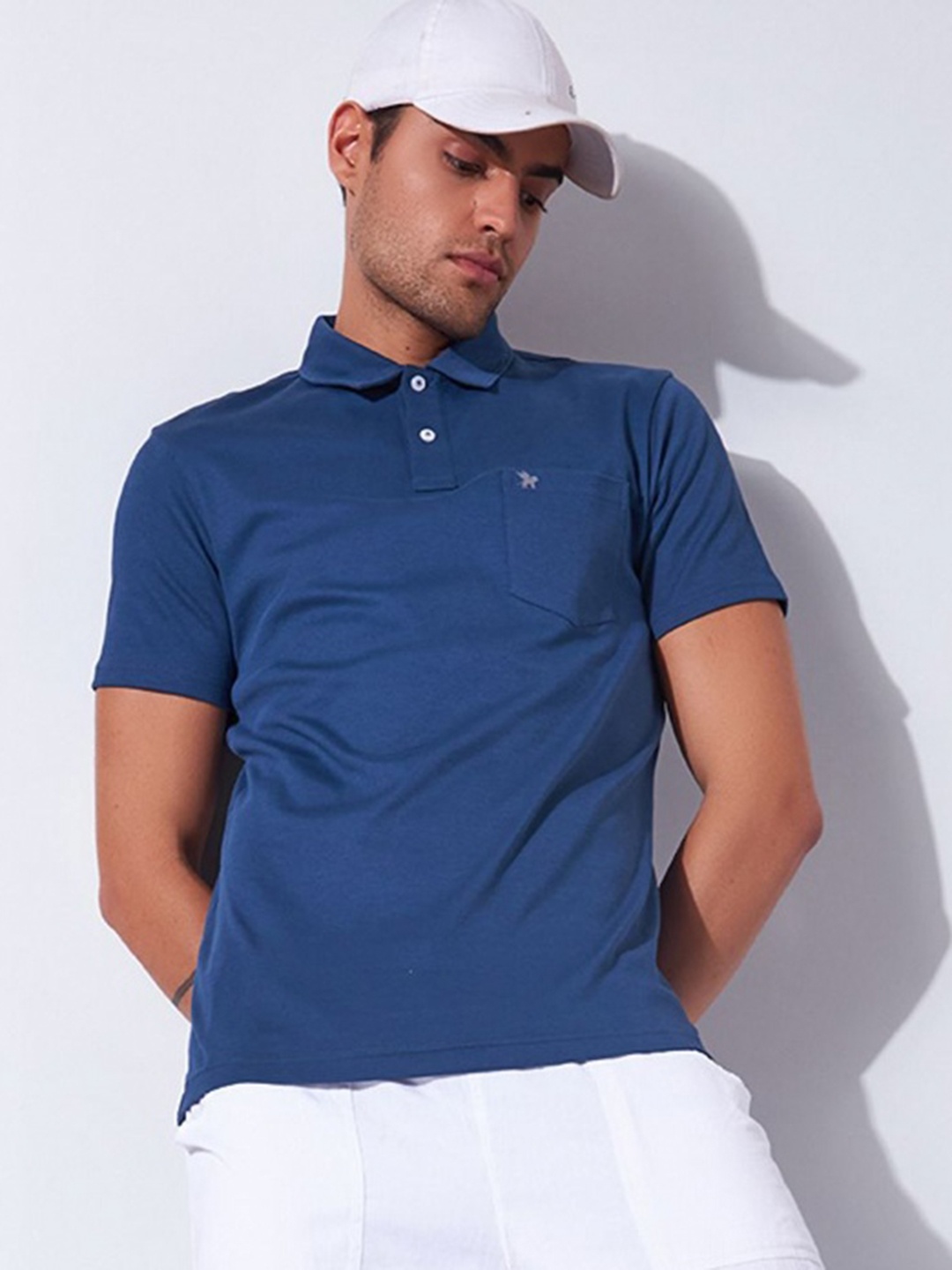 

Markle Moro Men Solid Polo Collar Cotton Slim Fit T-shirt, Blue