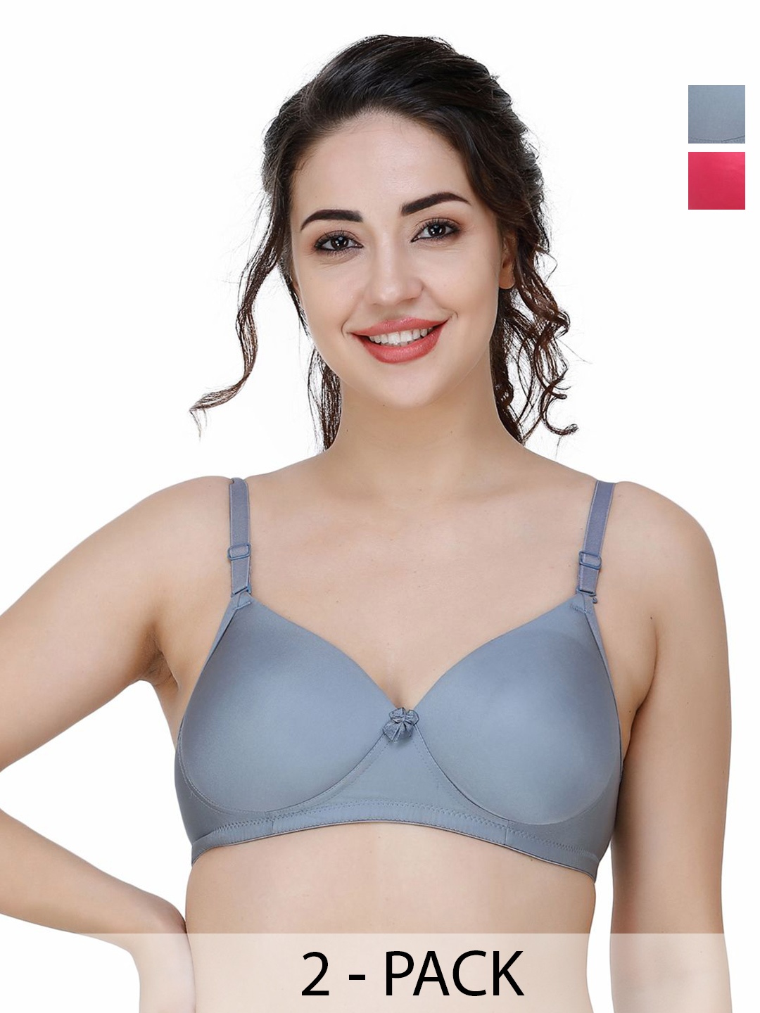 

College Girl Women Pack Of 2 Full Coverage Lightly Padded T-shirt Bra, Pink