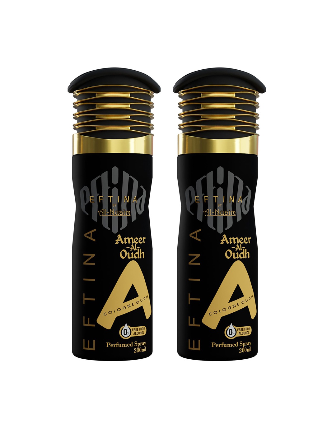 

Al-Nuaim Men Set Of 2 Ameer Al Oudh Alcohol Free Deodorant - 200 ml Each, Black