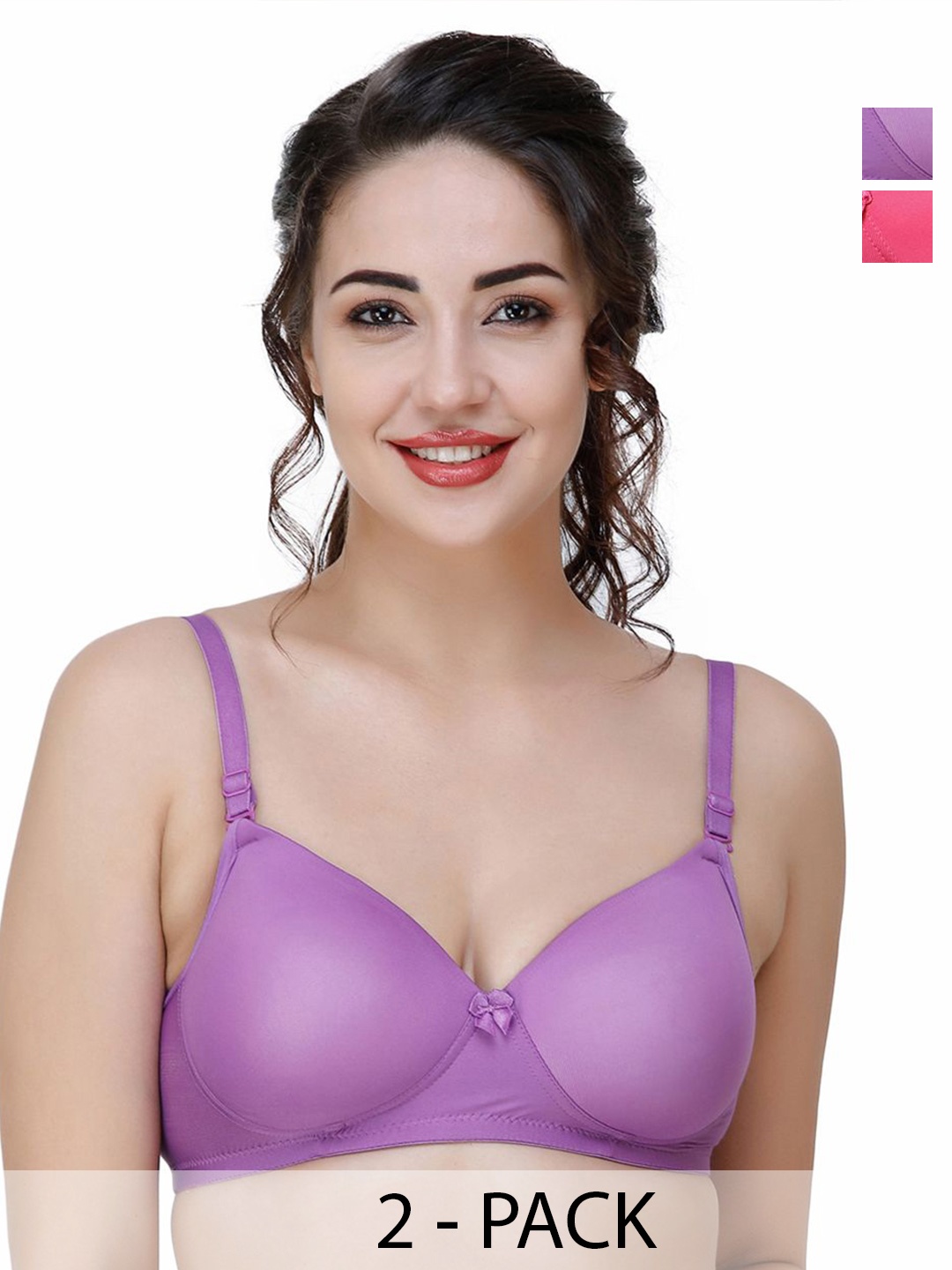 

College Girl Women Pack of 2 Seamless Full Coverage Lightly Padded Bra, Mauve