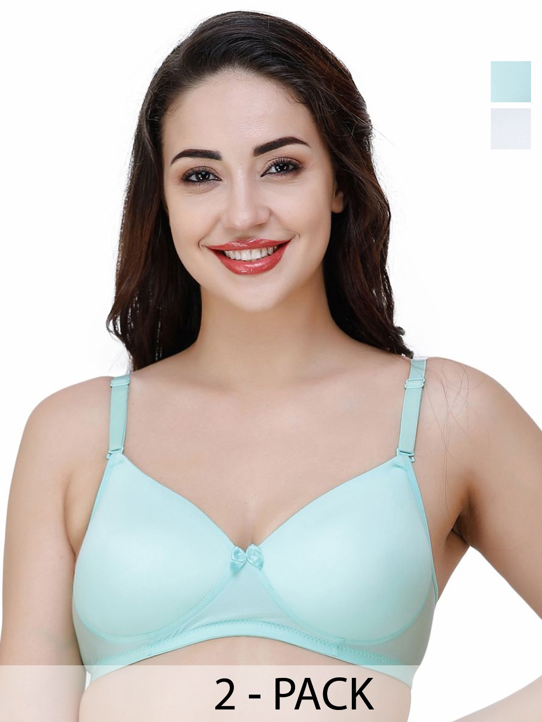 

College Girl Pack Of 2 Full Coverage Lightly Padded T-shirt Bra, Sea green