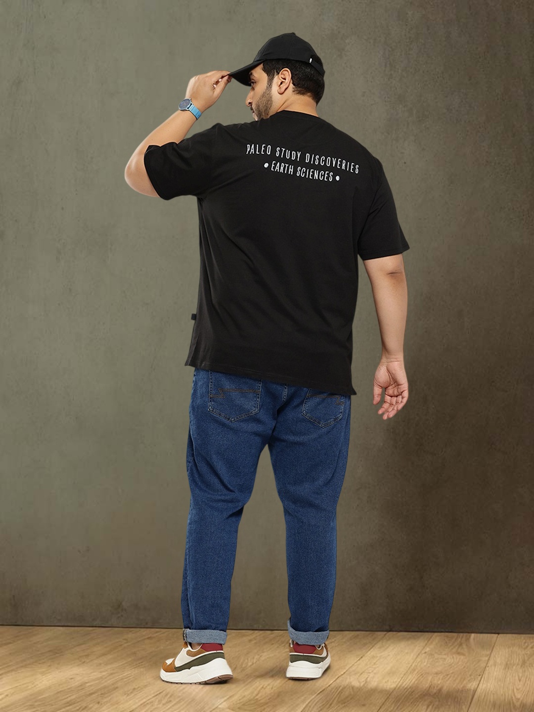 

Sztori Plus Size Typography Printed Pure Cotton T-shirt, Black